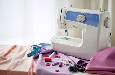 缝纫,技术裁剪缝纫机与剪刀,按钮,卷尺物缝纫机,剪刀,纽扣布料图片