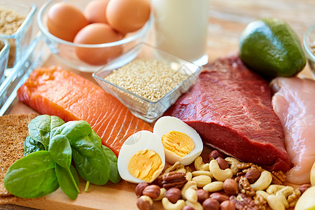 蔬菜素材富含蛋白质的食物背景
