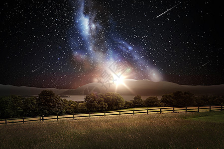 自然景观夜空上的自然景观与流星星系背景太空上的风景夜空中的星星图片
