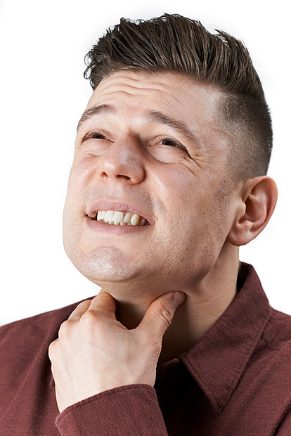 演播室拍摄的人患喉咙痛图片