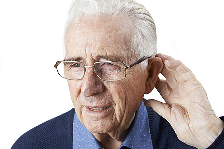 保险责任录音室拍摄的老人患耳聋背景