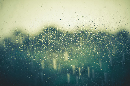 秋雨水滴窗户璃背景上图片