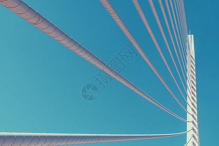 天空上的白色抽象桥结构图片