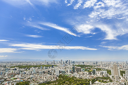 日本东京市亚洲的房屋公园摩天大楼办公楼的鸟瞰图图片