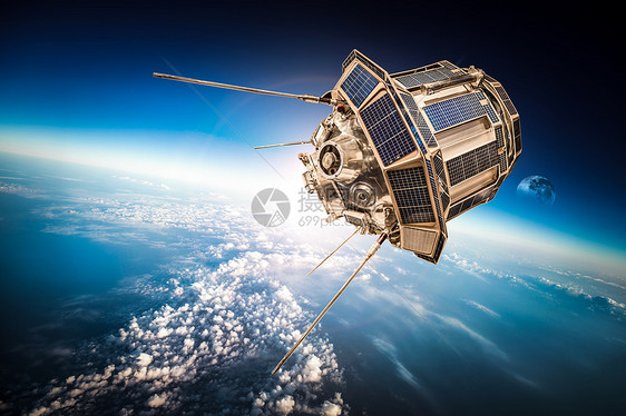 环绕地球的太空卫星这幅图像的元素由美国宇航局提供图片