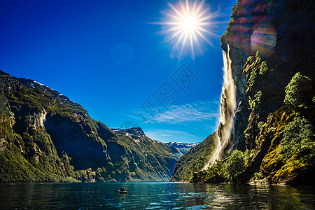 吉兰格峡湾,瀑布七姐妹美丽的自然挪威自然景观图片