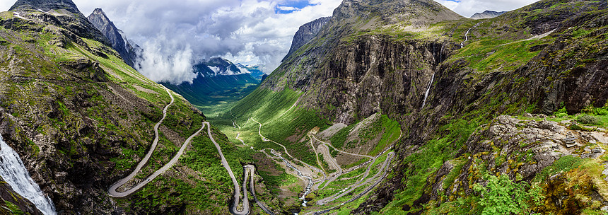 全景巨魔的路径巨魔巨魔挪威蜿蜒的山路图片