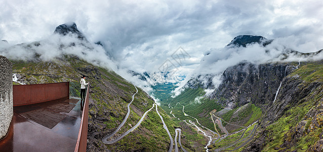 全景巨魔路瞭望观察甲板观景点美丽的自然挪威图片