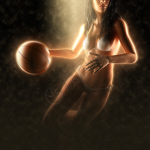 女子篮球运动员着球图片