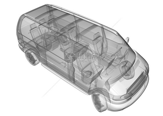 隔离透明迷你巴士图像图片