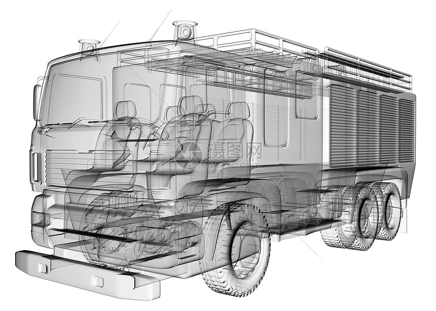 隔离透明消防车图片