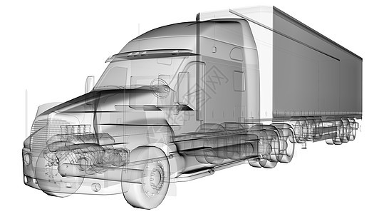 透明的美国卡车拖车图片