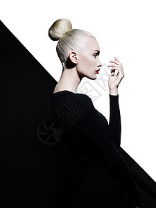 时尚艺术工作室肖像优雅的BLODE几何黑白背景图片