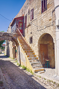 希腊罗德岛老城街的照片图片