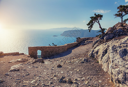 希腊罗德岛巨石城堡废墟照片图片