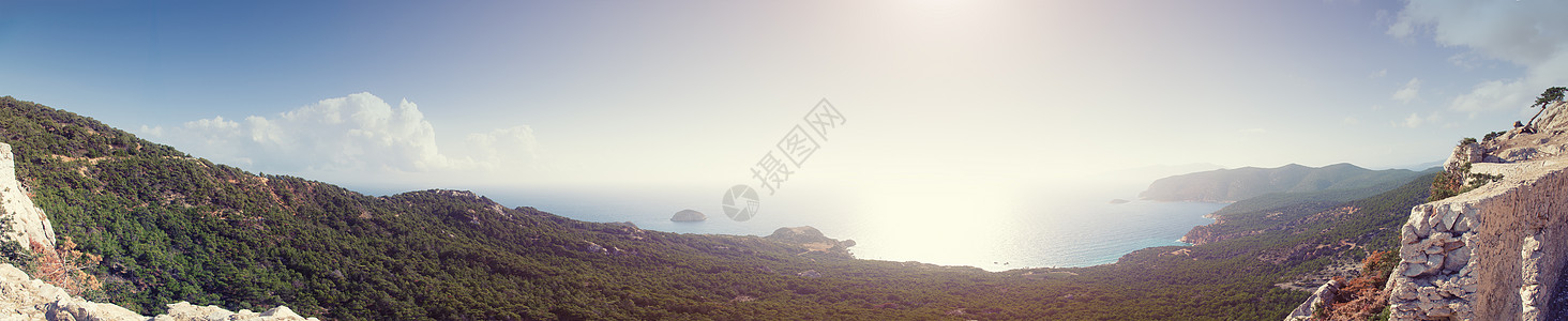 希腊罗德岛巨石城堡废墟全景照片图片