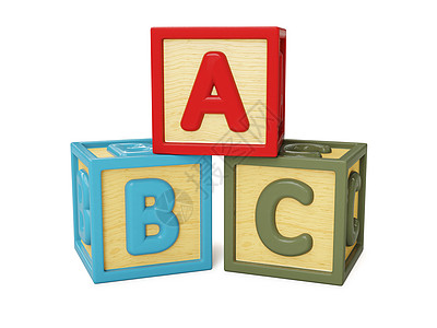 字母表木积木与字母隔离白色ABC积木背景图片