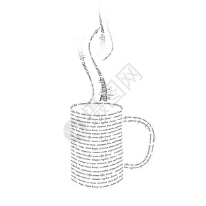 张由文字成的杯咖啡的照片图片