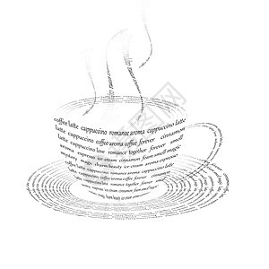 张由文字成的杯咖啡的照片图片