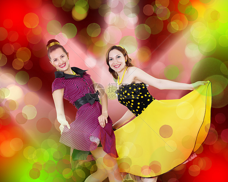 舞者复古风格 50代个明亮的颜色背景折叠高清图片下载 正版图片 摄图网