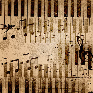 旧纸张背景上的音乐音符图片