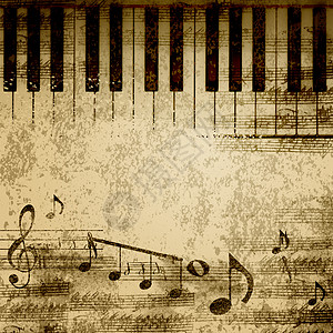 旧纸张背景上的音乐音符图片