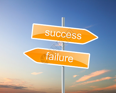 两个路标,写着成功失败图片
