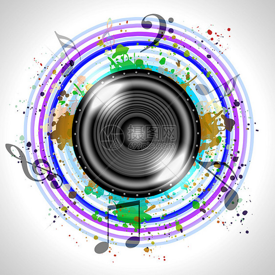 彩色背景下音乐扬声器的图像图片