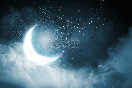 夜空明亮的月亮夜空的背景图像图片