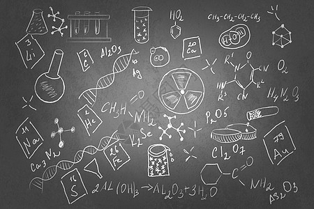 套化学草图背景图像与化学课图纸黑板上图片