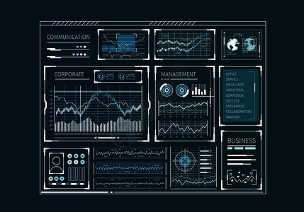 人类用户业务信息图图标的未来主义用户界背景图片