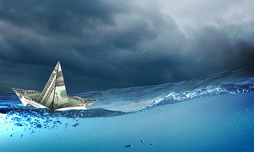 美元船水里用美元钞票制成的船浮水里图片