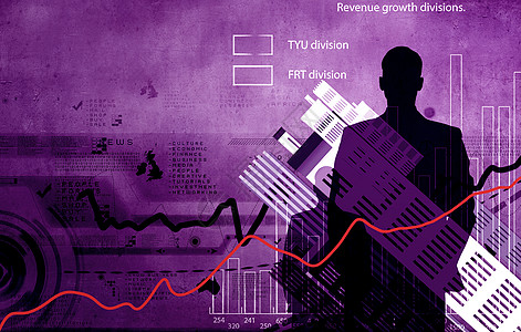 金融增长背景下商人图表的背视图图片