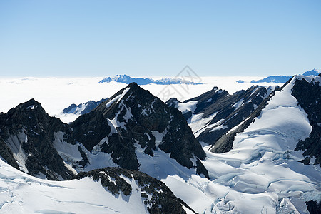 雪山山景雪,蓝天清澈图片