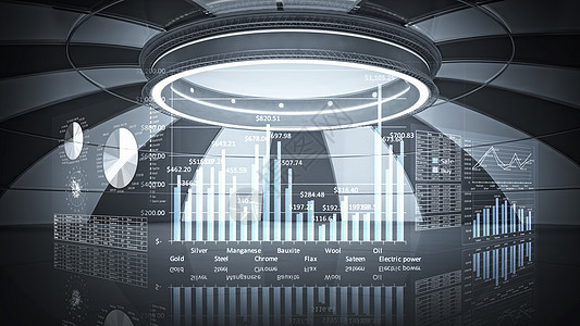 互联网技术商业理念未来主义的三维内部视图与信息元素图片