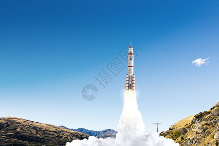 火箭太空飞船蓝天上高高飞图片