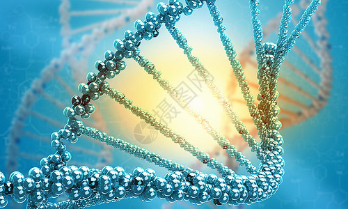 DNA分子图像蓝色背景下DNA分子的生物化学科学图片