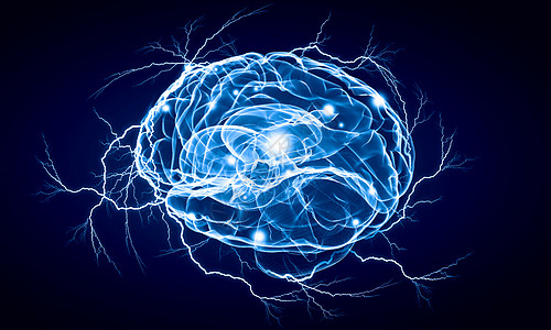 数字人脑蓝色数字背景下人脑的人类智能图片