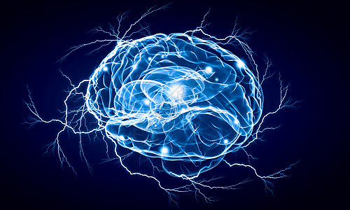 数字人脑蓝色数字背景下人脑的人类智能图片