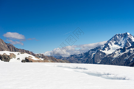 雪山山景雪,蓝天清澈图片