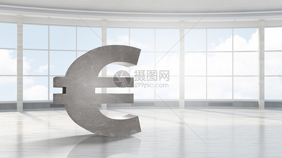 欧元金融现代办公室白色欧元货币符号图片