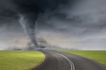 龙卷风路上强大的巨大龙卷风路上扭曲的图像背景图片
