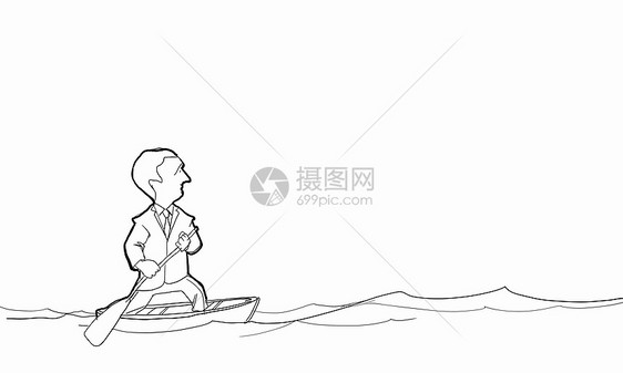 卡通趣的人滑稽商人的漫画,桨浮船上图片