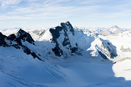 雪山山景雪,蓝天清澈图片