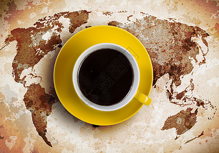 咖啡休息时间杯咖啡,背景世界图片