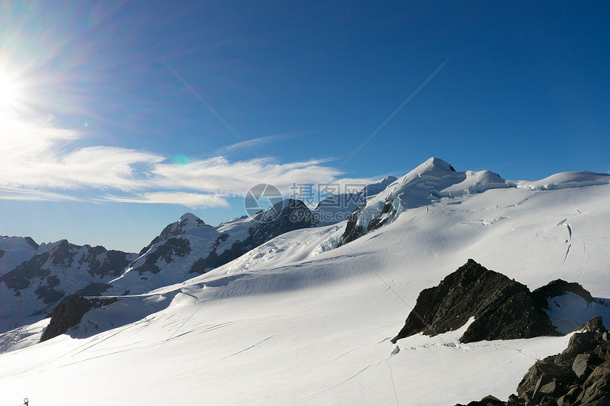 雪山山景雪,蓝天清澈