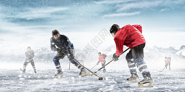 打曲棍球冰球运动员外的冰上图片