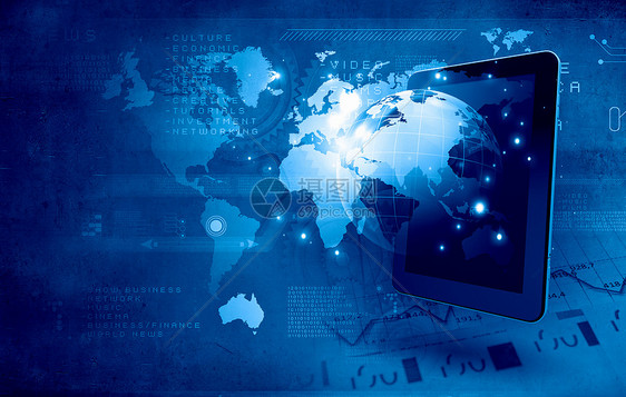 全球技术与平板电脑媒体图标现代网络业务图片