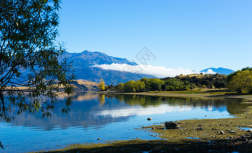 风景如画新西兰阿尔卑斯山湖泊的自然景观图片