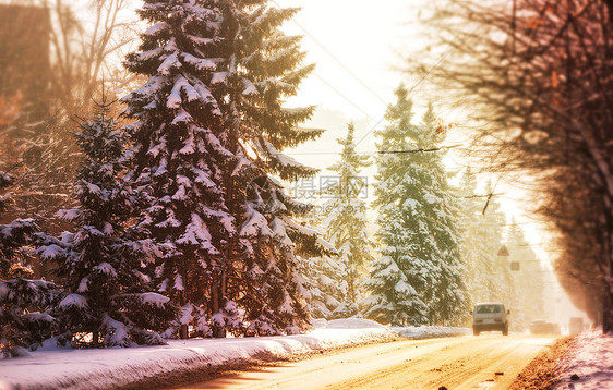 城市的冬季道路图片